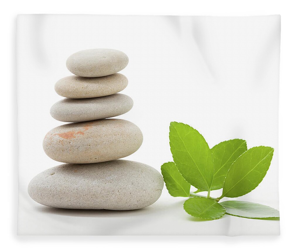 Balancing Zen Stones Isolated Fleece Blanket For Sale By Artush Foto