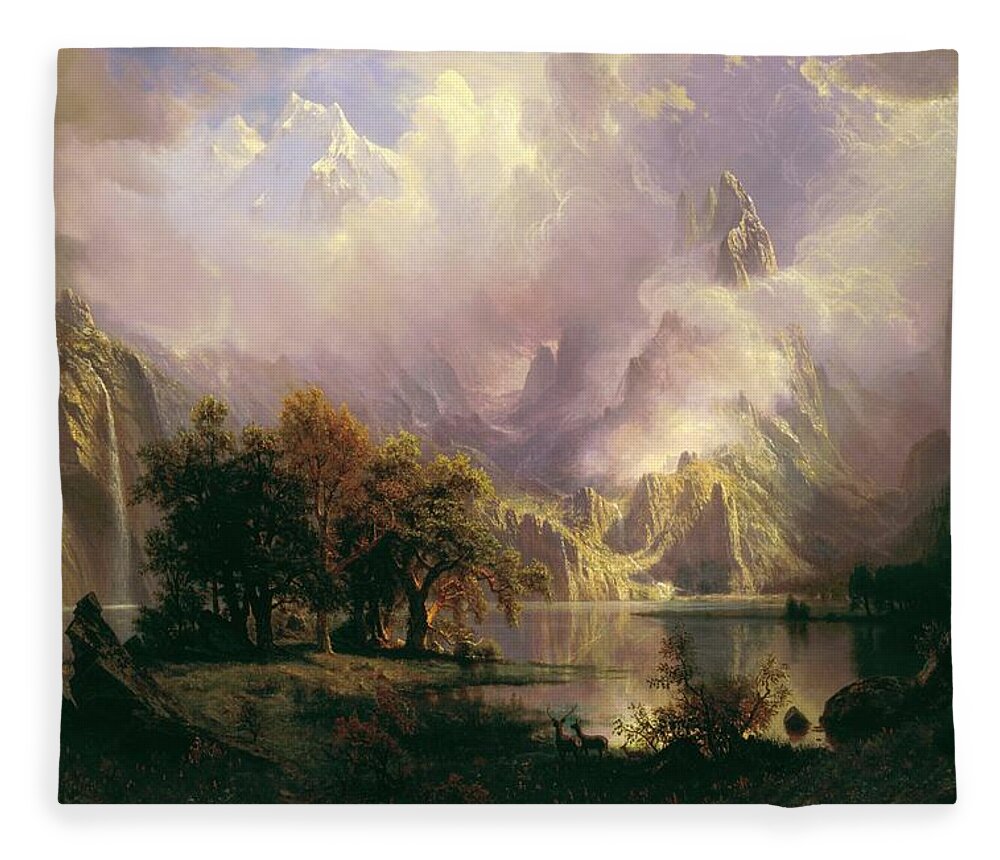 Albert Fleece Blanket featuring the painting Rocky Mountain Landscape by Albert Bierstadt