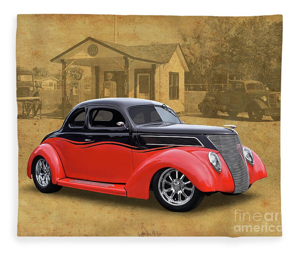1937 Fleece Blanket featuring the photograph 1937 Ford Coupe Street Rod by Ron Long