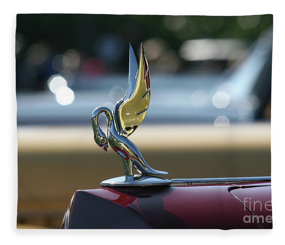 Vintage Fleece Blanket featuring the photograph 1937 Packard Cormorant Hood Ornament by Lucie Collins