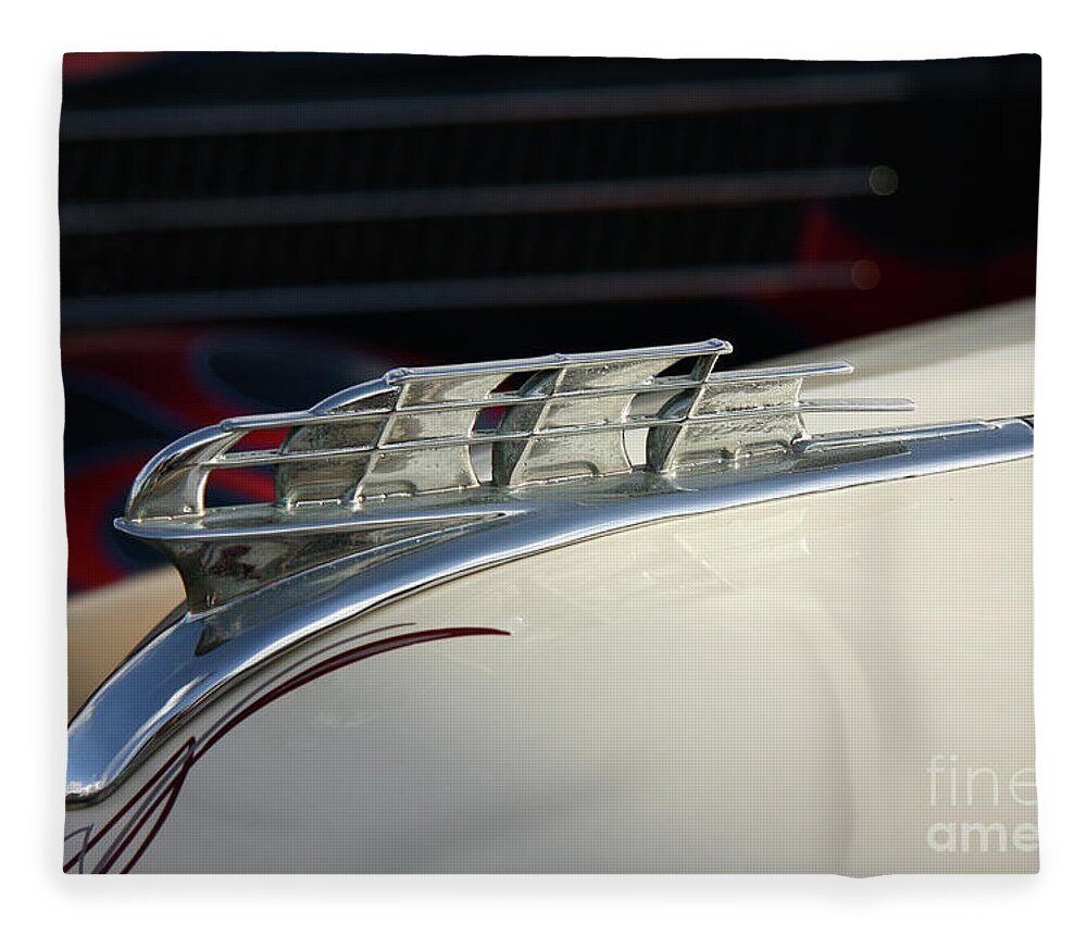 1950 Plymouth Hood Ornament Fleece Blanket featuring the photograph 1950 Plymouth by Terri Brewster