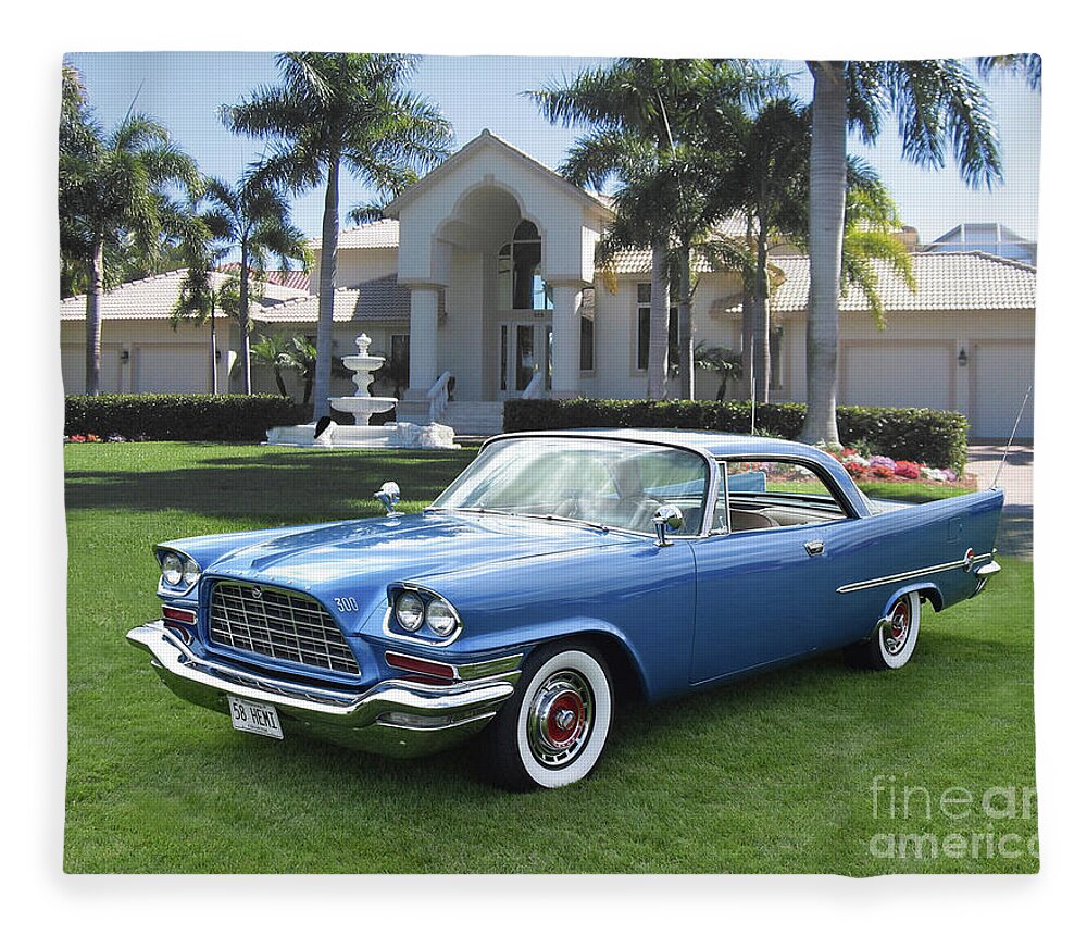 1958 Fleece Blanket featuring the photograph 1958 Chrysler 300D by Ron Long