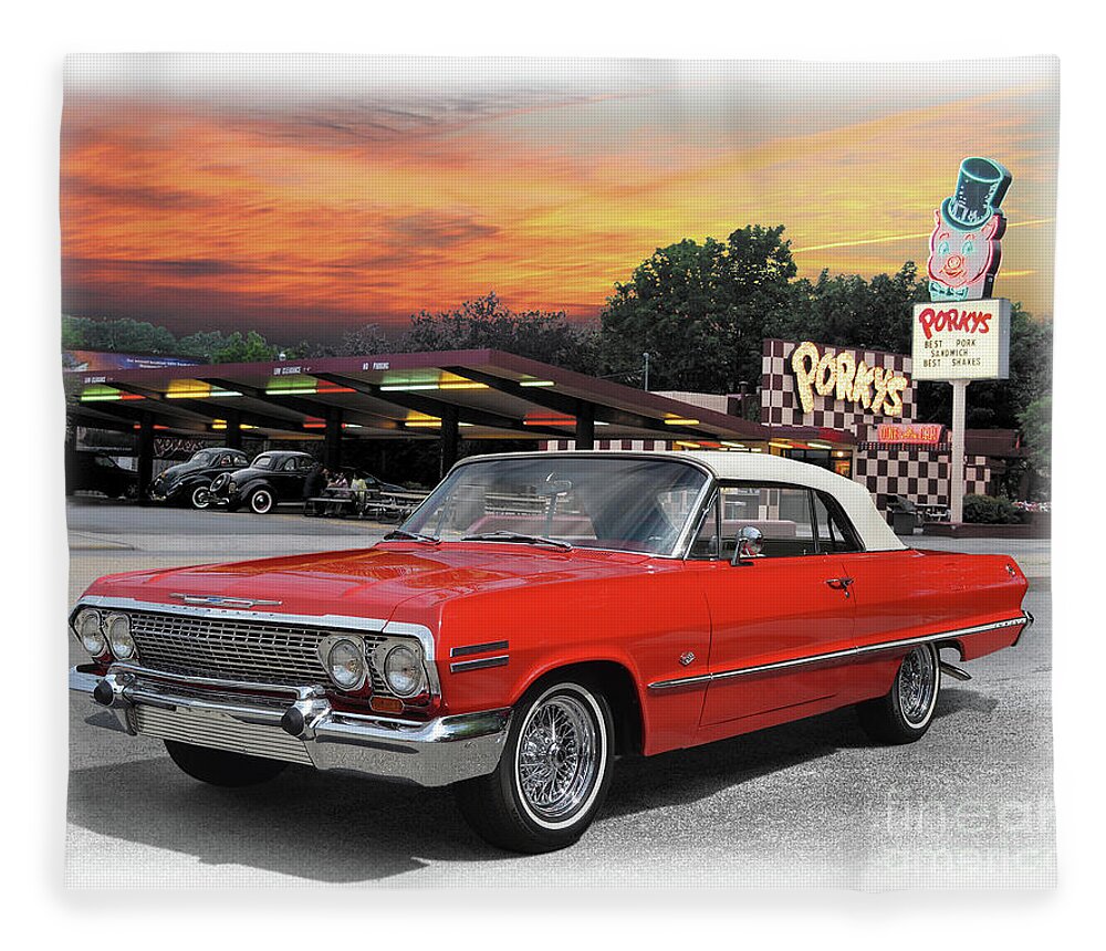 1963 Fleece Blanket featuring the photograph 1963 Chevrolet Impala Convertible by Ron Long