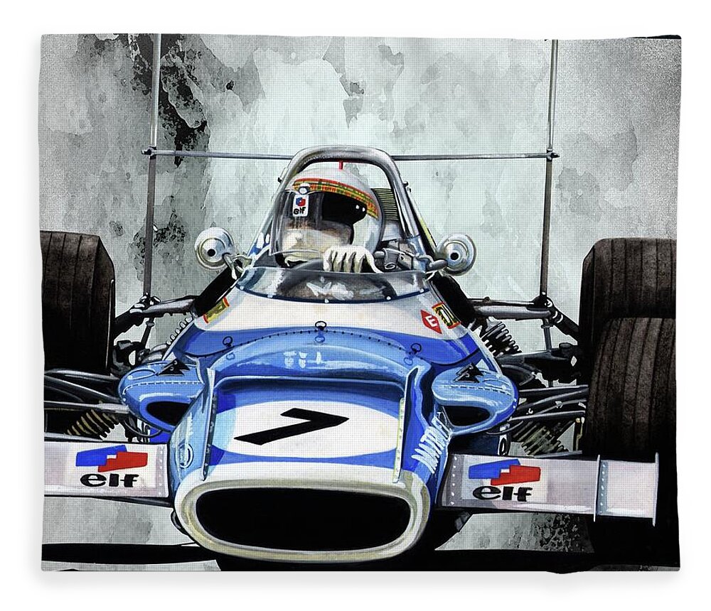 Art Fleece Blanket featuring the painting 1969 Matra MS80 by Simon Read