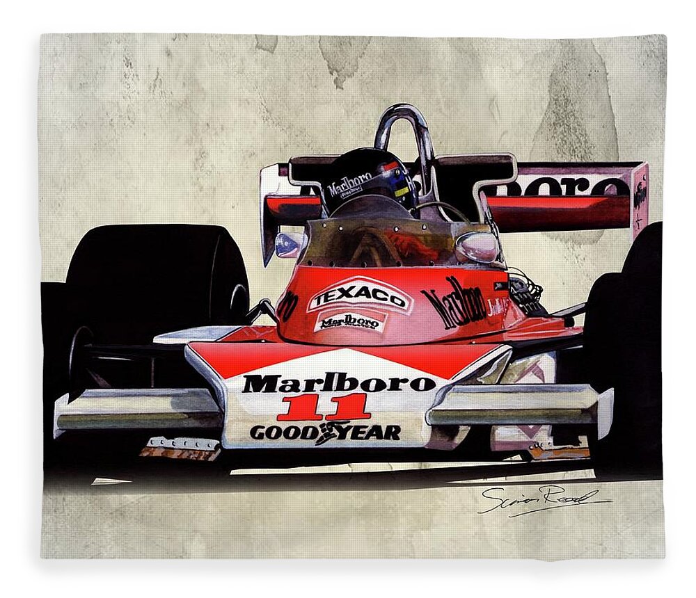 Art Fleece Blanket featuring the painting 1976 McLaren M23 by Simon Read