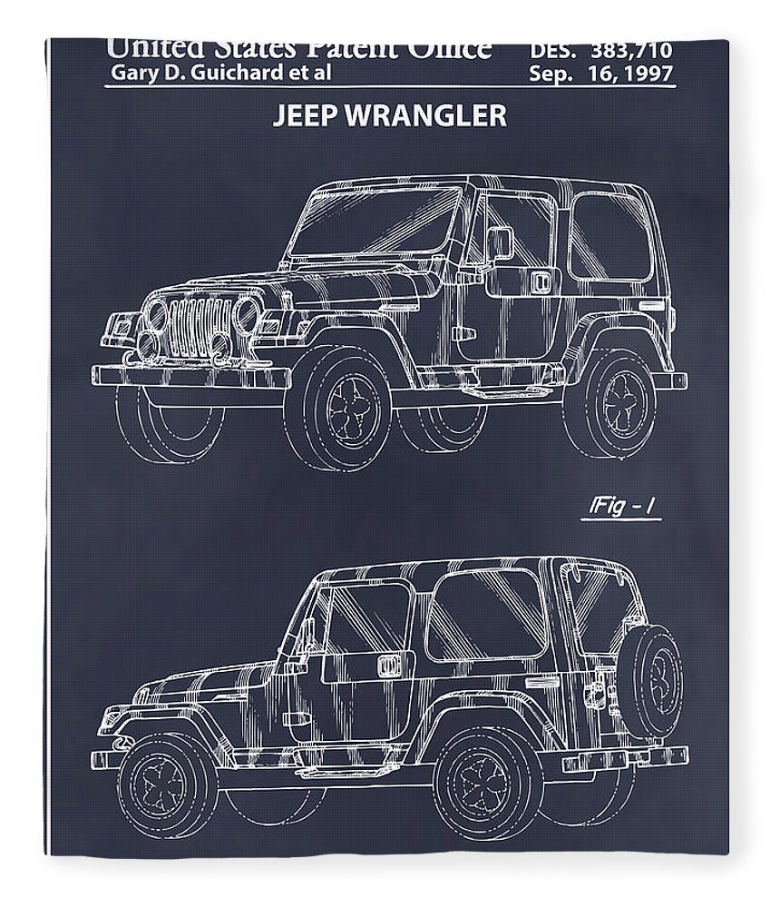 1997 Jeep Wrangler Blackboard Patent Print Fleece Blanket by Greg Edwards -  Pixels