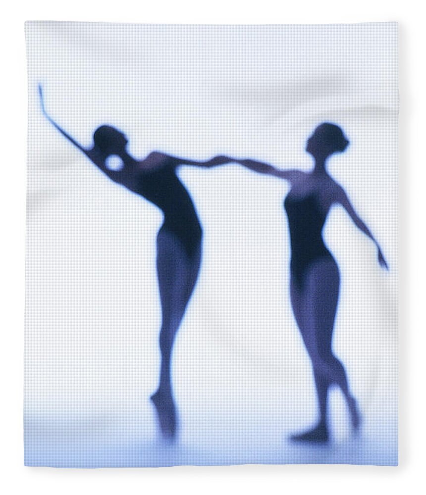 Ballet Dancer Fleece Blanket featuring the photograph A Silhouette Of Two Young Women #2 by George Doyle