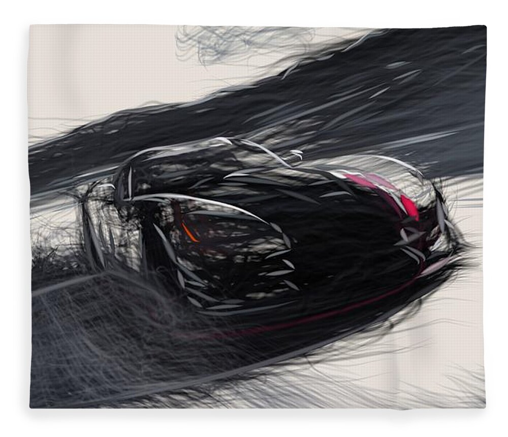Dodge Fleece Blanket featuring the digital art Dodge Viper SRT10 ACR X Draw #2 by CarsToon Concept