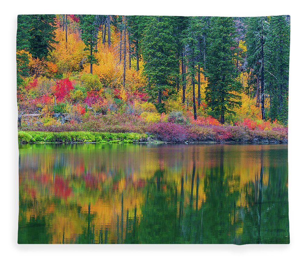 Outdoor; Fall; Colors; Fall Colors; Yakima River; Lake Wenatchee Fleece Blanket featuring the digital art Fall Colors at Tumwater Canyon, WA #2 by Michael Lee