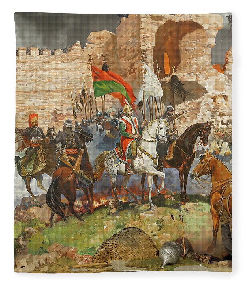 Assault Fleece Blanket featuring the photograph Final assault and the fall of Constantinople in 1453 #2 by Steve Estvanik