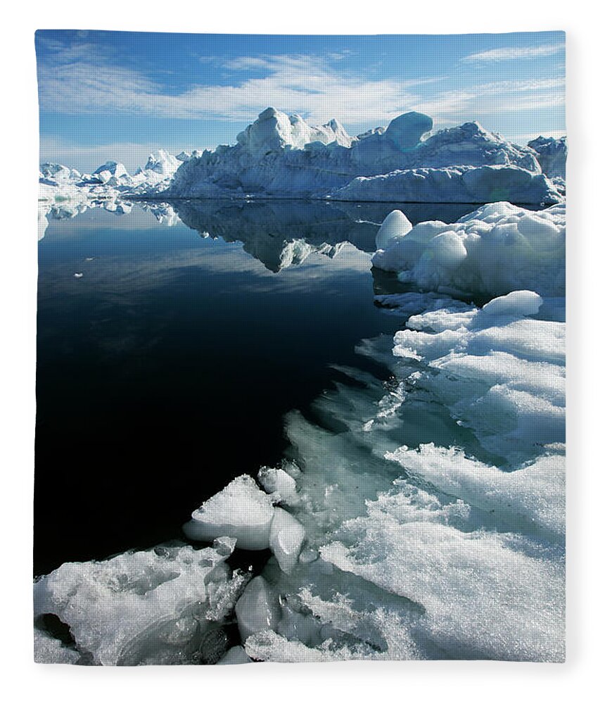 Scenics Fleece Blanket featuring the photograph Icebergs, Disko Bay, Greenland #2 by Paul Souders