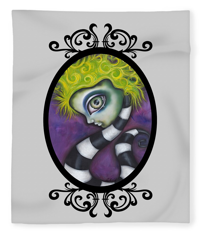 Beetlejuice Fleece Blanket featuring the painting Beetlejuice by Abril Andrade