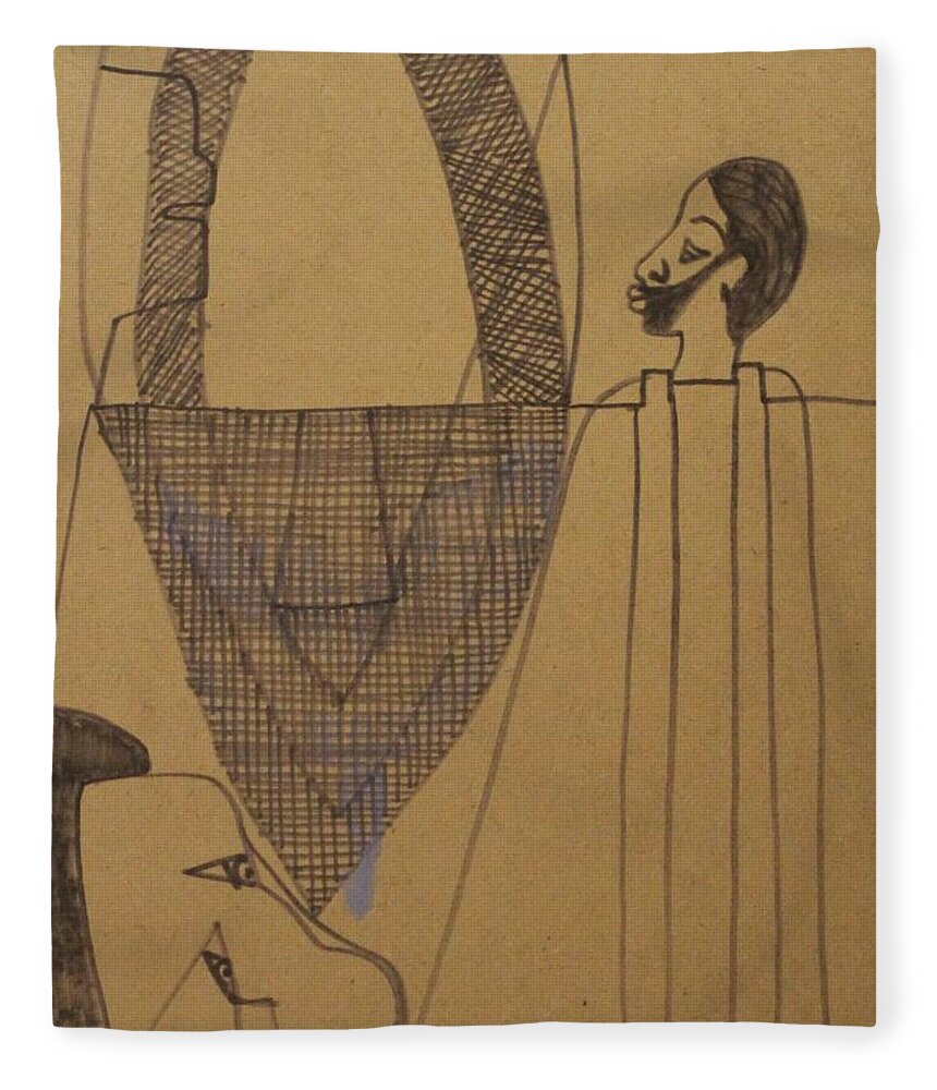 Jesus Fleece Blanket featuring the painting Kintus Tasks #2 by Gloria Ssali