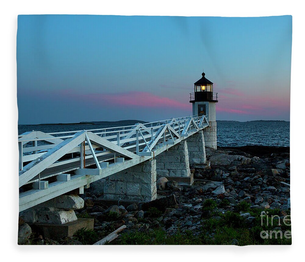 Lighthouse Fleece Blanket featuring the photograph Marshall Point Lighthouse At Dusk #2 by Diane Diederich