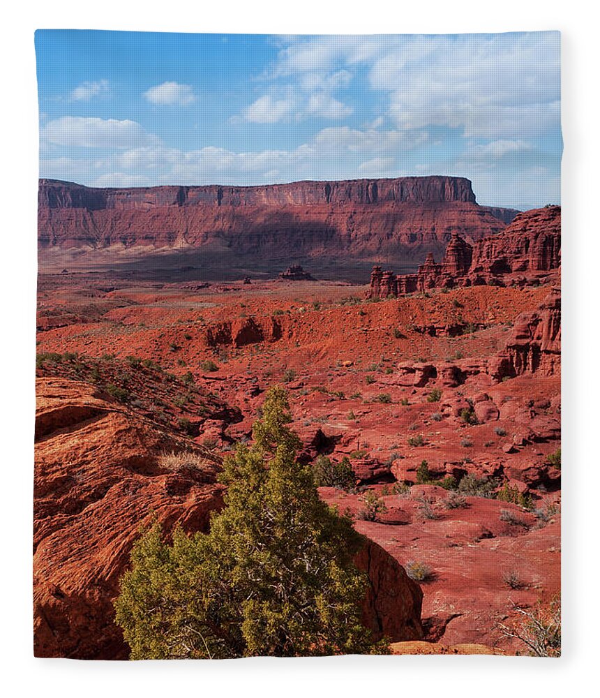 Scenics Fleece Blanket featuring the photograph Professor Valley, Fisher Towers, Moab #2 by Fotomonkee