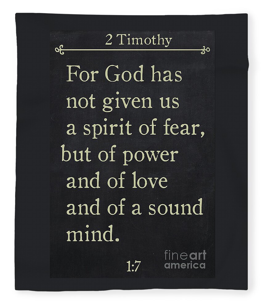 2 Timothy Fleece Blanket featuring the painting 2 Timothy 1 7 - Inspirational Quotes Wall Art Collection by Mark Lawrence