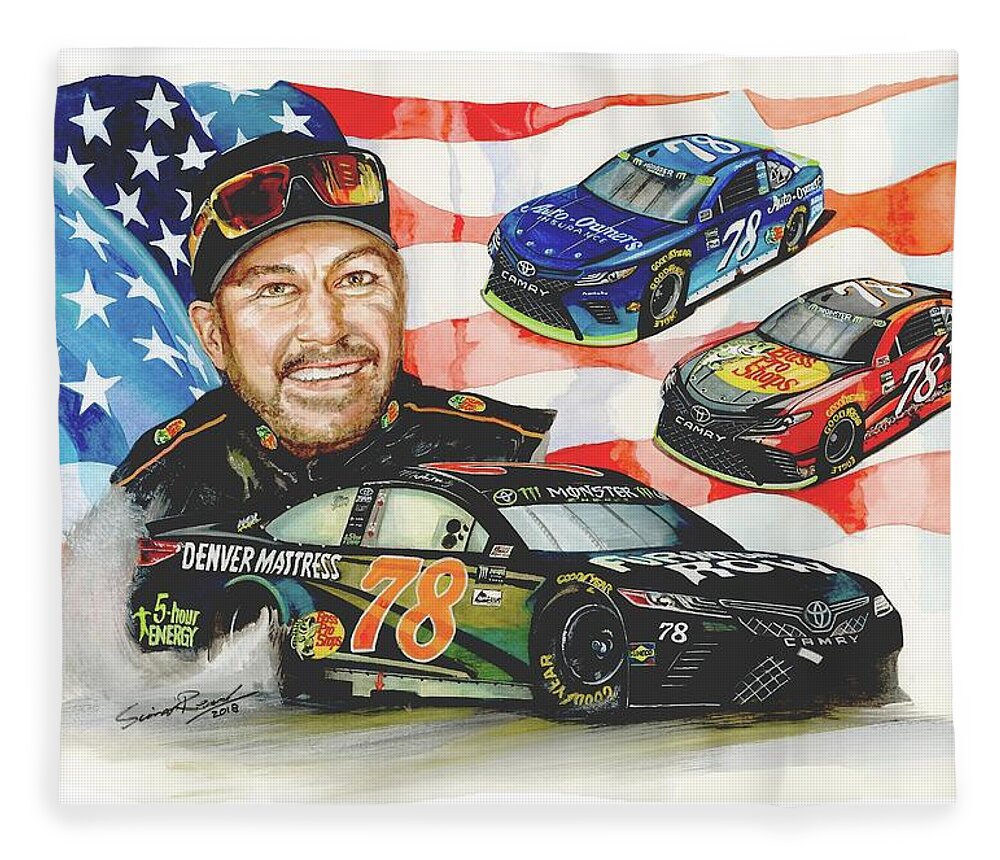 Art Fleece Blanket featuring the painting 2017 NASCAR Champion by Simon Read