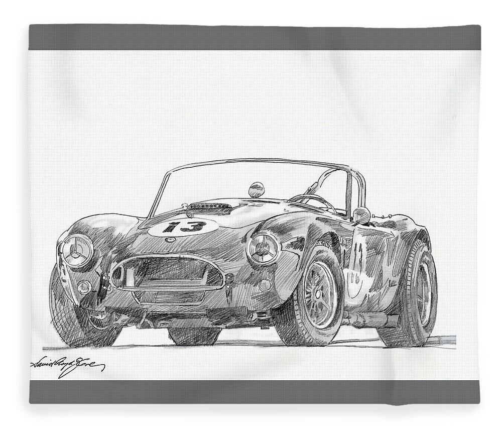 Cobra Fleece Blanket featuring the drawing 289 Cobra Competition by David Lloyd Glover