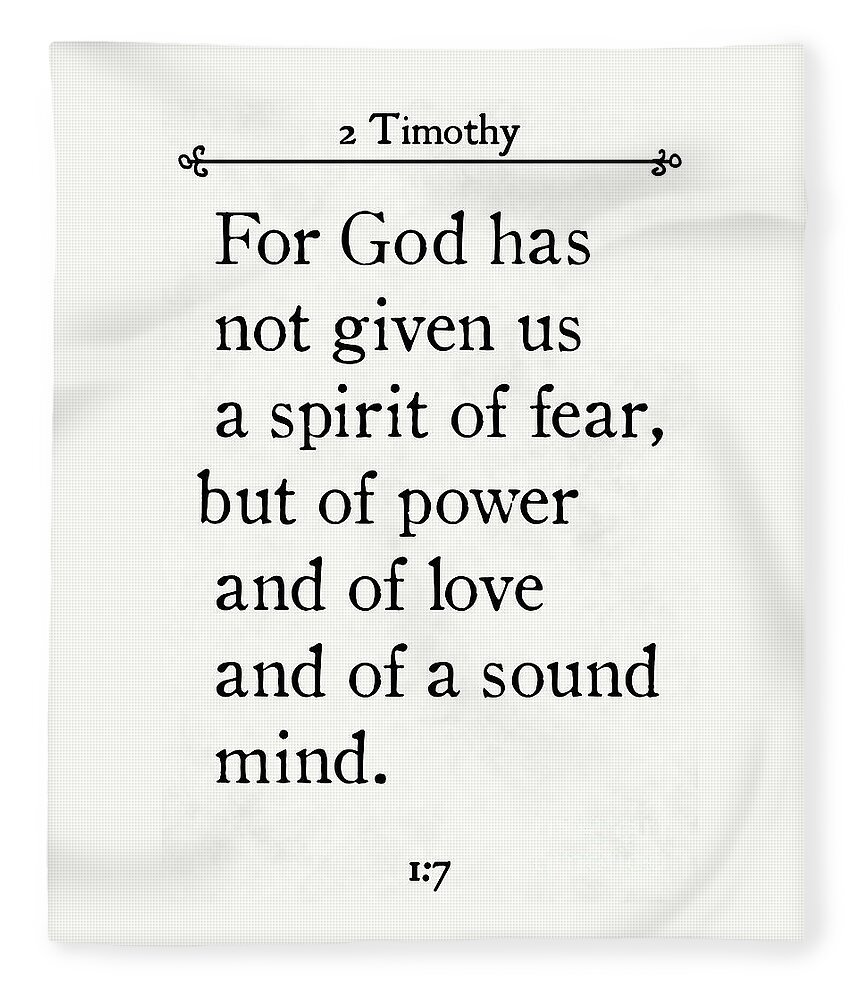 2 Timothy Fleece Blanket featuring the painting 2 Timothy 1 7 - Inspirational Quotes Wall Art Collection #1 by Mark Lawrence