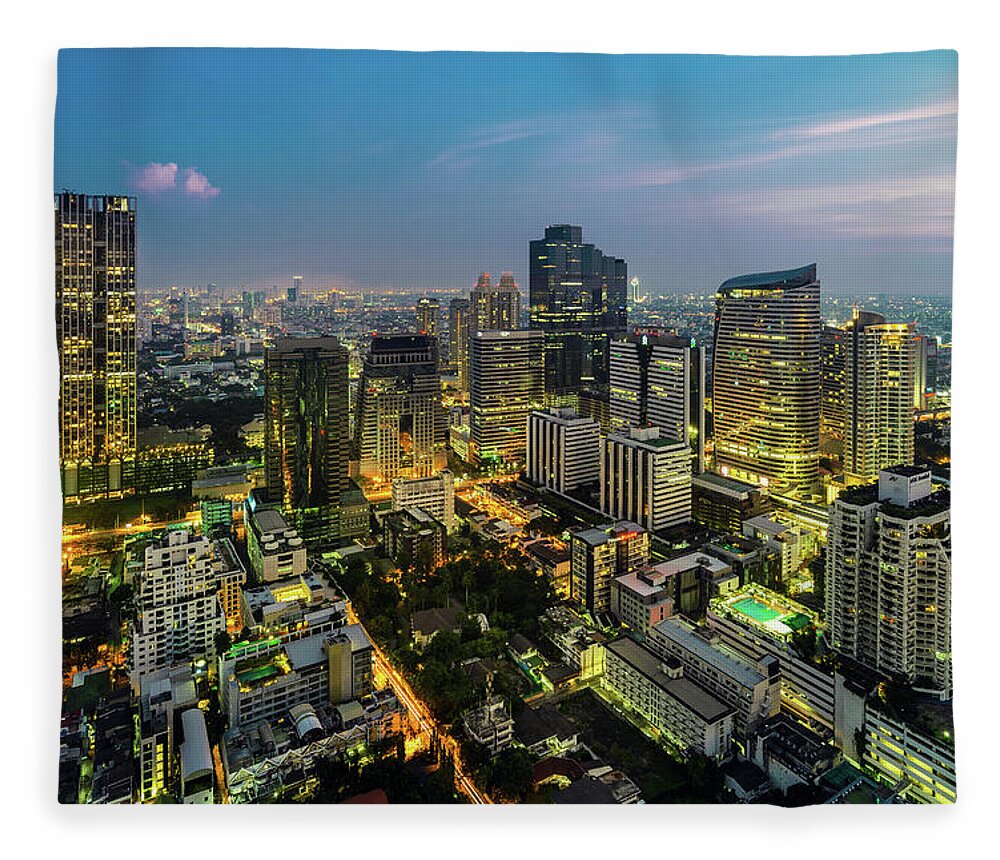 Outdoors Fleece Blanket featuring the photograph Bangkok City #3 by Pornpisanu Poomdee