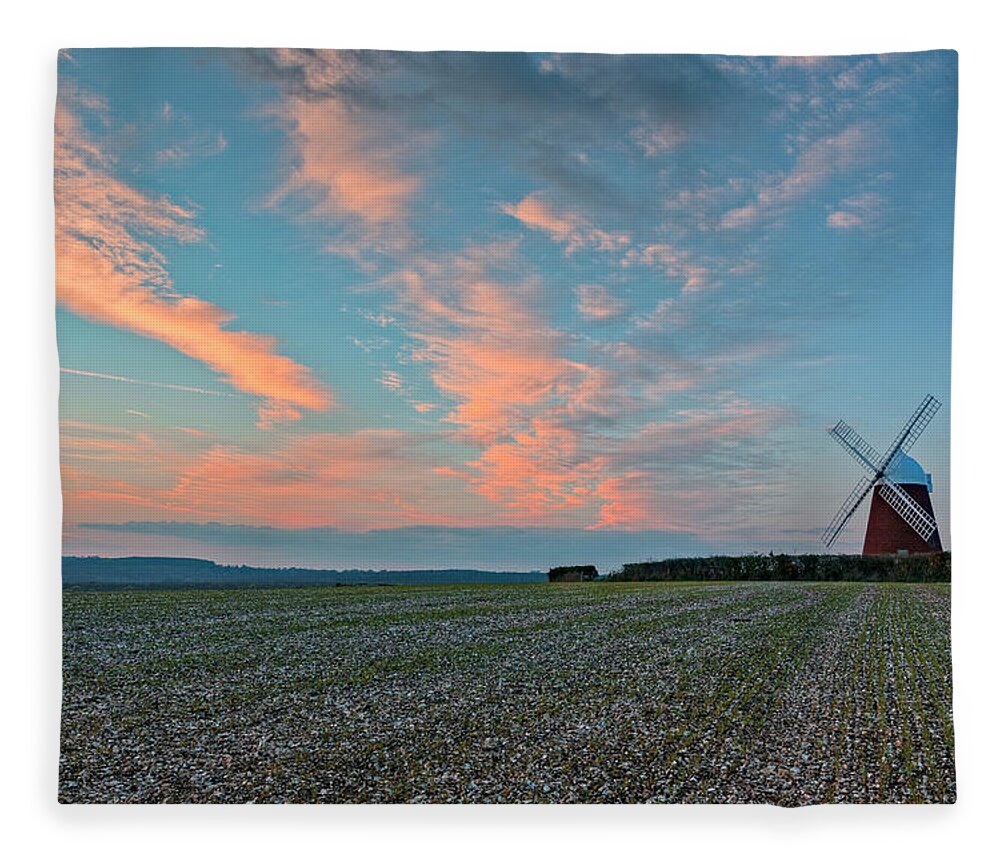 Windmill Fleece Blanket featuring the photograph Halnaker - England #3 by Joana Kruse