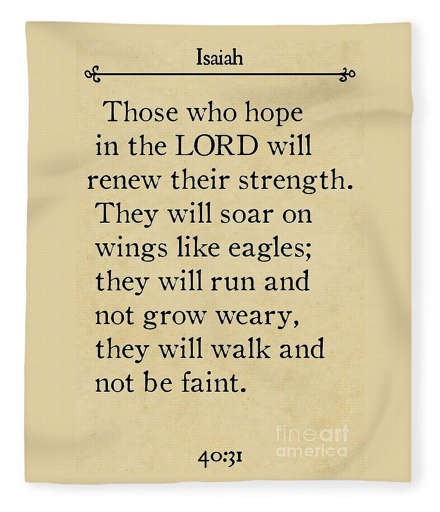 Isaiah Fleece Blanket featuring the painting Isaiah 40 31- Inspirational Quotes Wall Art Collection by Mark Lawrence