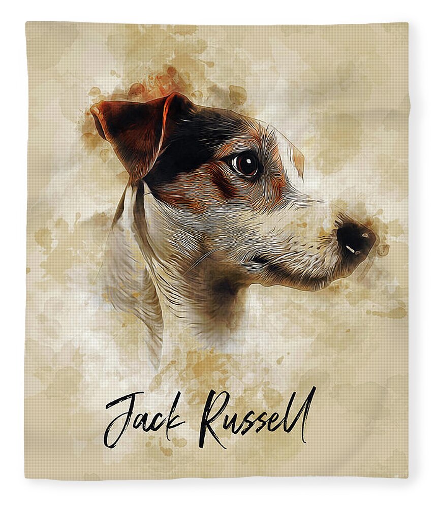 Dog Fleece Blanket featuring the digital art Jack Russell #3 by Ian Mitchell