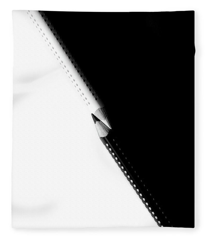 Education Fleece Blanket featuring the photograph Two drawing pencils on a black and white surface. by Michalakis Ppalis