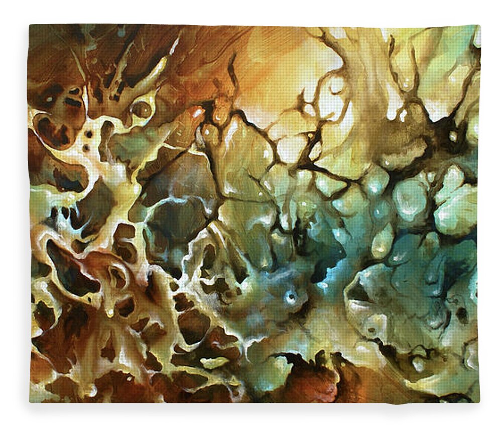 Abstract Fleece Blanket featuring the painting Visions by Michael Lang