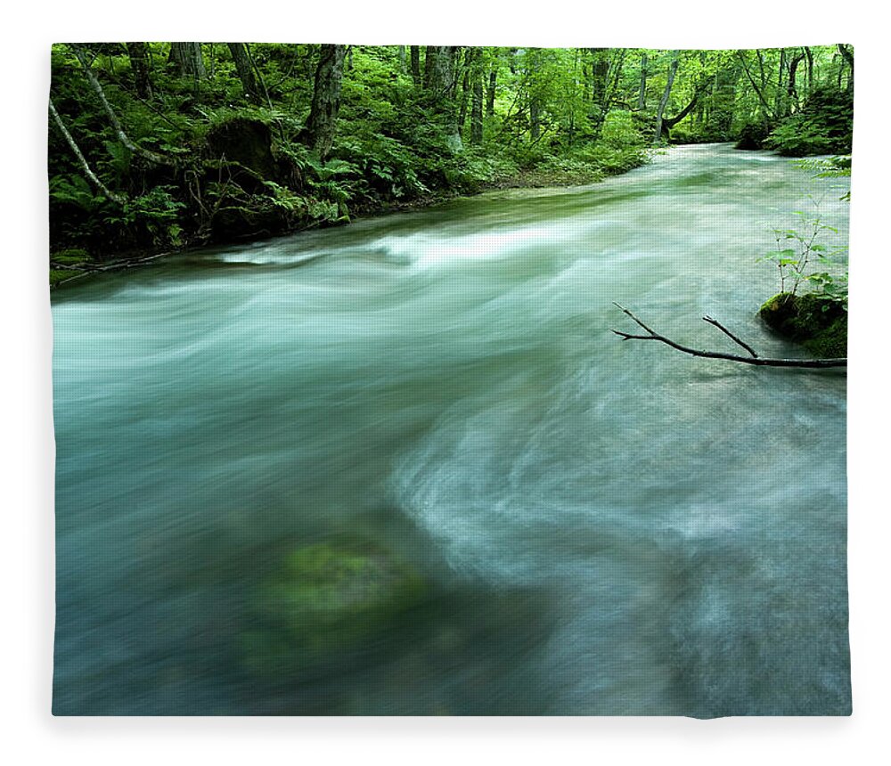 Scenics Fleece Blanket featuring the photograph Woodland Stream #3 by Ooyoo