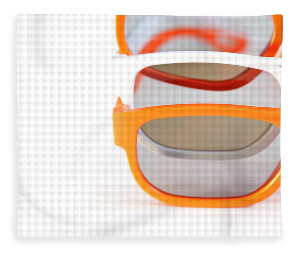 Orange Color Fleece Blanket featuring the photograph 3d Glasses by Nick M Do