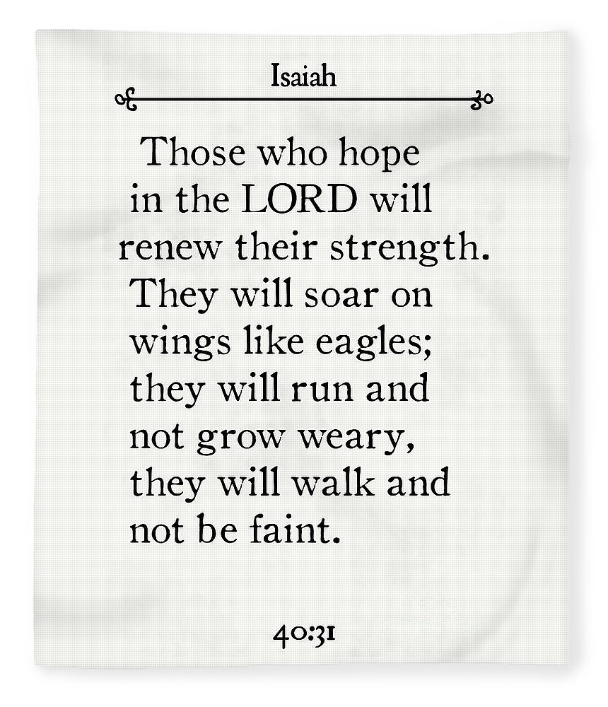 Isaiah Fleece Blanket featuring the painting Isaiah 40 31- Inspirational Quotes Wall Art Collection #1 by Mark Lawrence