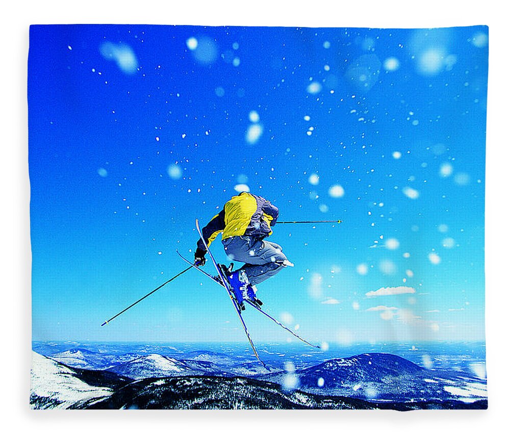 Skiing Fleece Blanket featuring the photograph Man Skiing by Digital Vision.