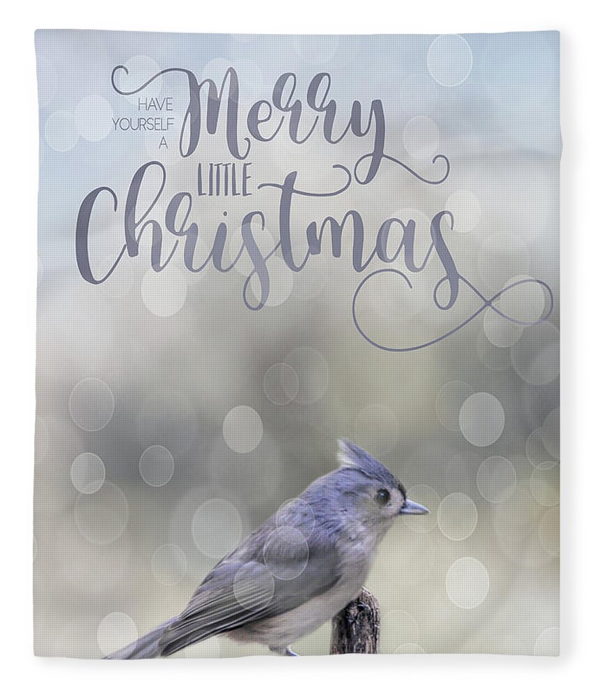 Titmouse Fleece Blanket featuring the photograph Merry Christmas by Cathy Kovarik