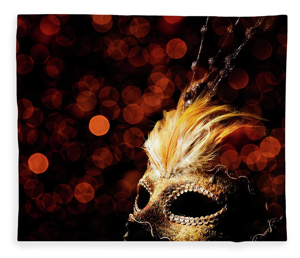 Mask Fleece Blanket featuring the photograph Venetian Mask #4 by Jelena Jovanovic