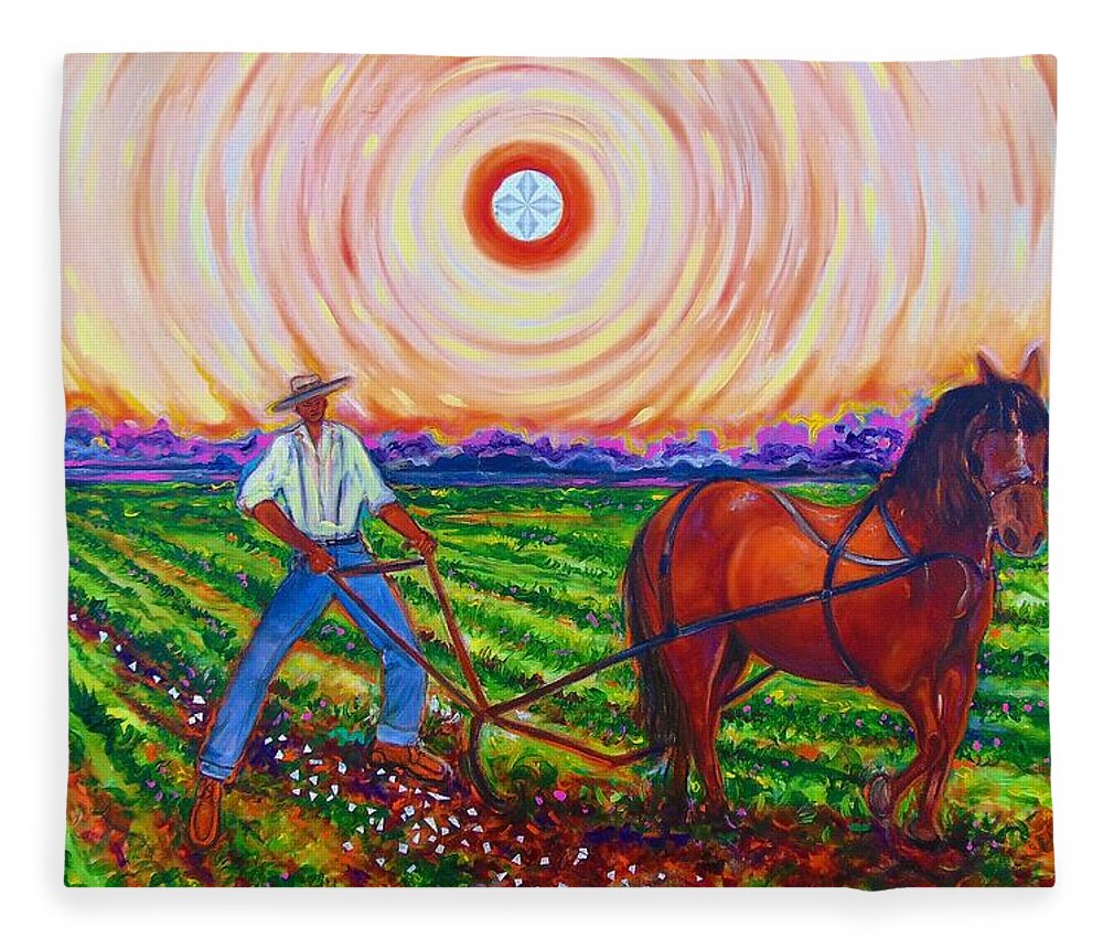 Black Art By Emery Franklin Fleece Blanket featuring the painting 40-acres And A Mule by Emery Franklin