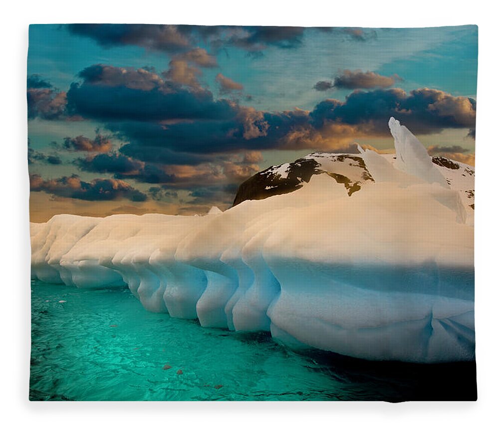 Scenics Fleece Blanket featuring the photograph Antarctica #5 by Michael Leggero