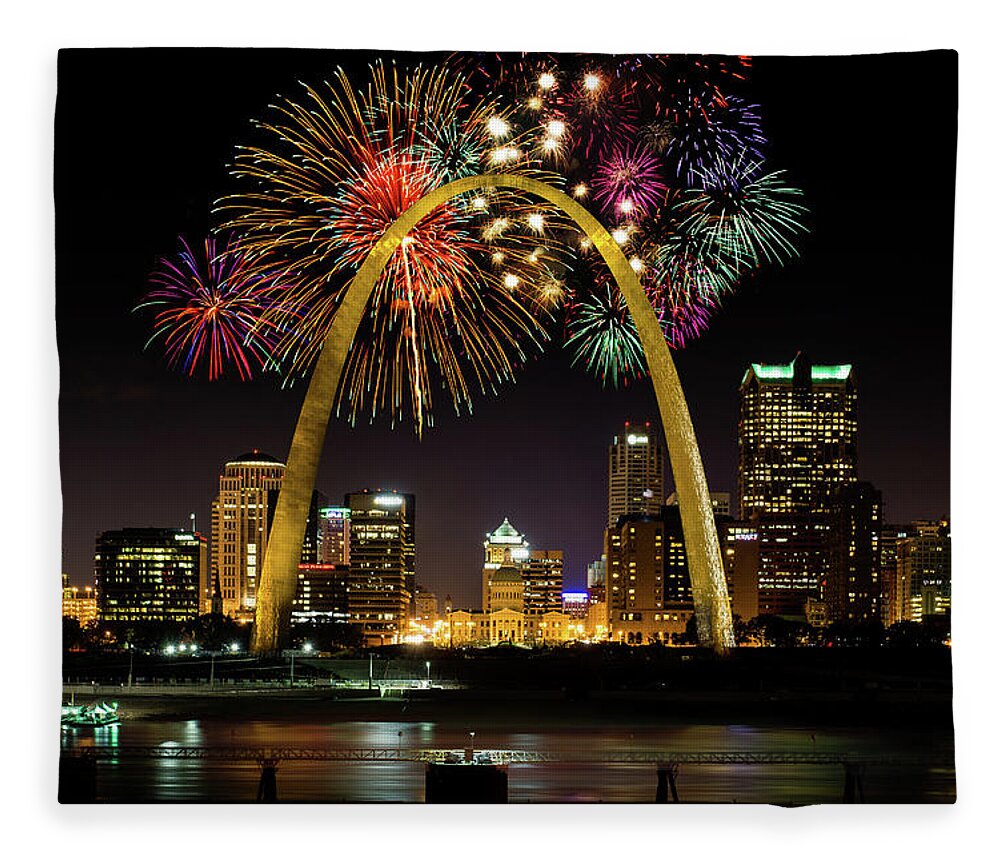 St. Louis Arch Fleece Blanket featuring the photograph 50 Years of the Arch by Randall Allen