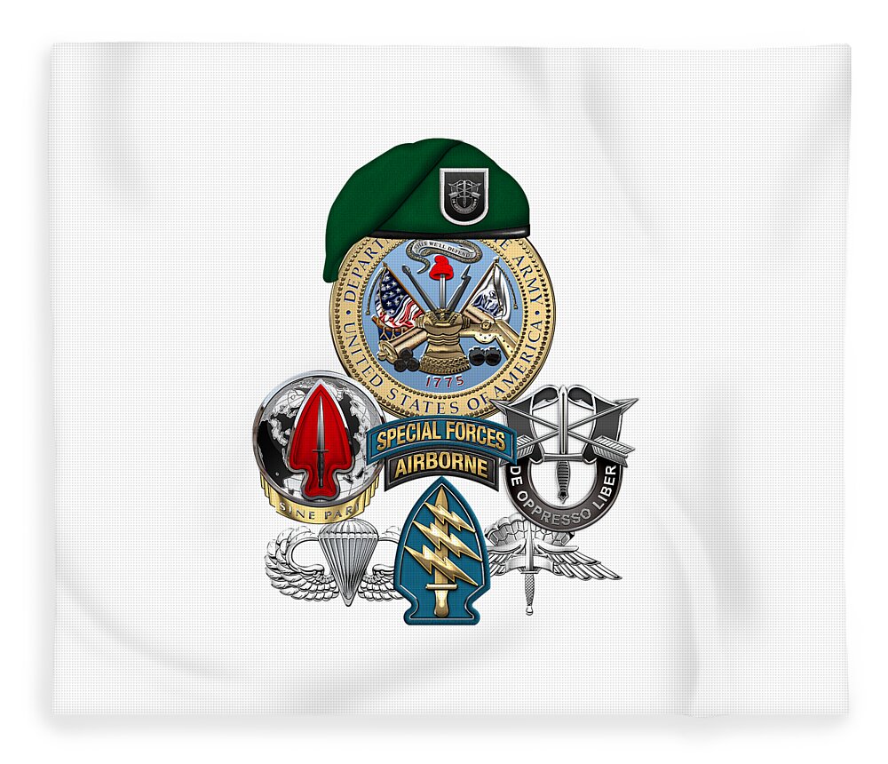 ‘u.s. Army Special Forces’ Collection By Serge Averbukh Fleece Blanket featuring the digital art 5th Special Forces Group - Green Berets Special Edition by Serge Averbukh