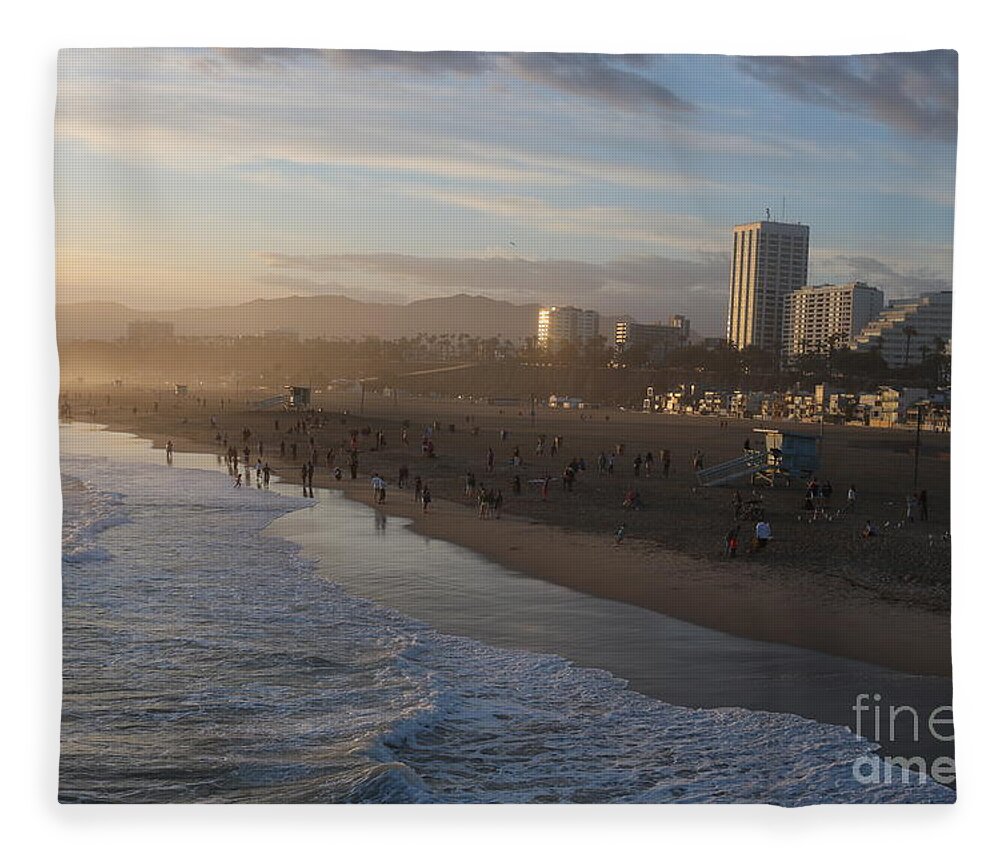 Sunset Fleece Blanket featuring the photograph Pacific Sunset , Santa Monica, California #7 by John Shiron
