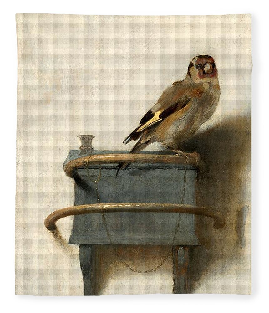 Carel Fabritius Fleece Blanket featuring the painting The Goldfinch #2 by Carel Fabritius