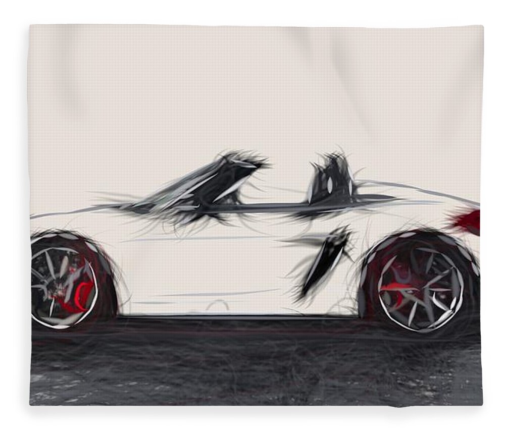 Porsche Fleece Blanket featuring the digital art Porsche Boxster Spyder Draw #10 by CarsToon Concept
