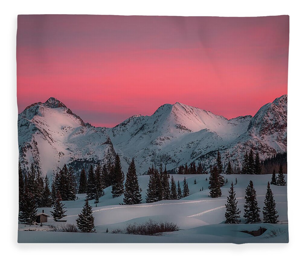 Colorado Fleece Blanket featuring the photograph A Colorado Winter Sunset by Jen Manganello