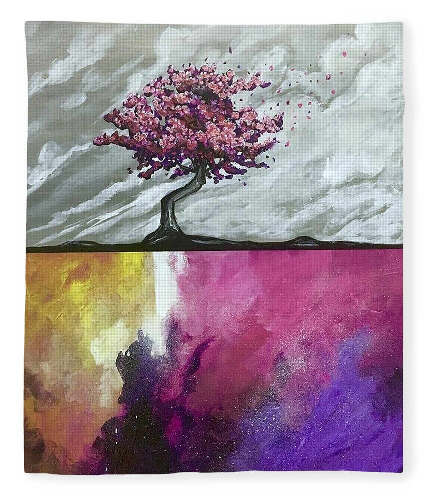 Tree Fleece Blanket featuring the painting A Dream of Hope by Joel Tesch