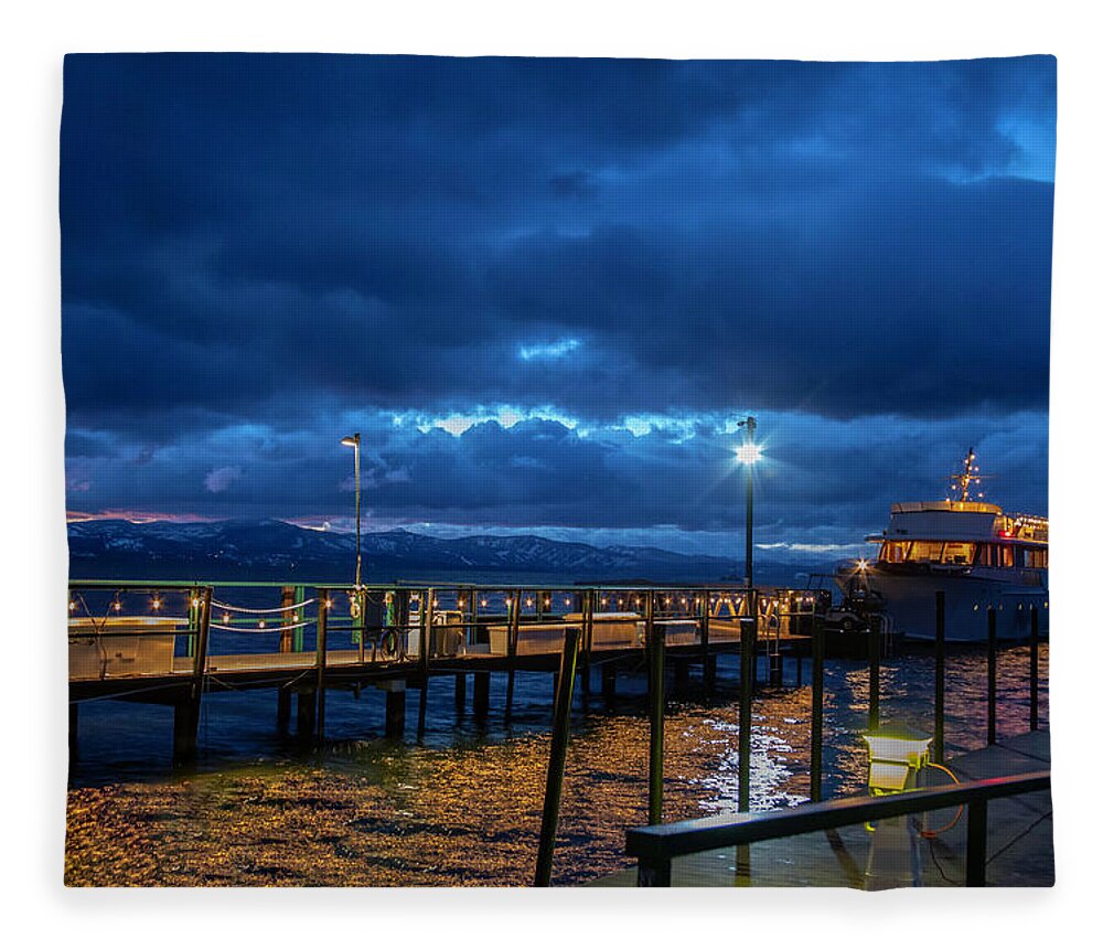 Lake Tahoe Night Fleece Blanket featuring the photograph A Night on Lake Tahoe by Rocco Silvestri
