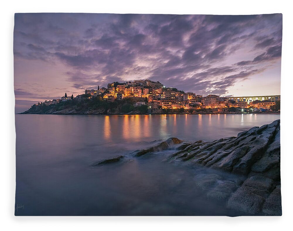 Kavala Fleece Blanket featuring the photograph A Peaceful Evening II by Elias Pentikis