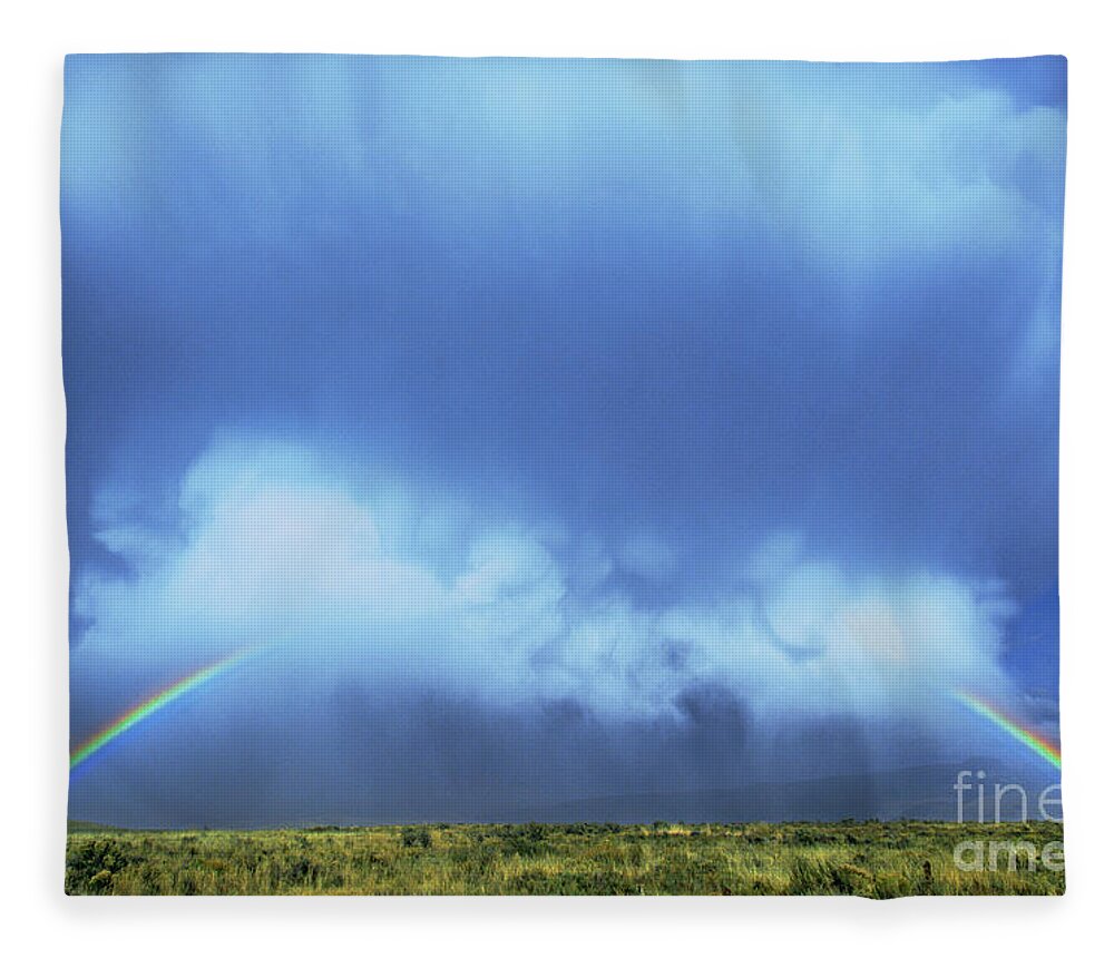 Dave Welling Fleece Blanket featuring the photograph A Rainbow In Clouds Elk Refuge Grand Tetons Np Wyoming by Dave Welling