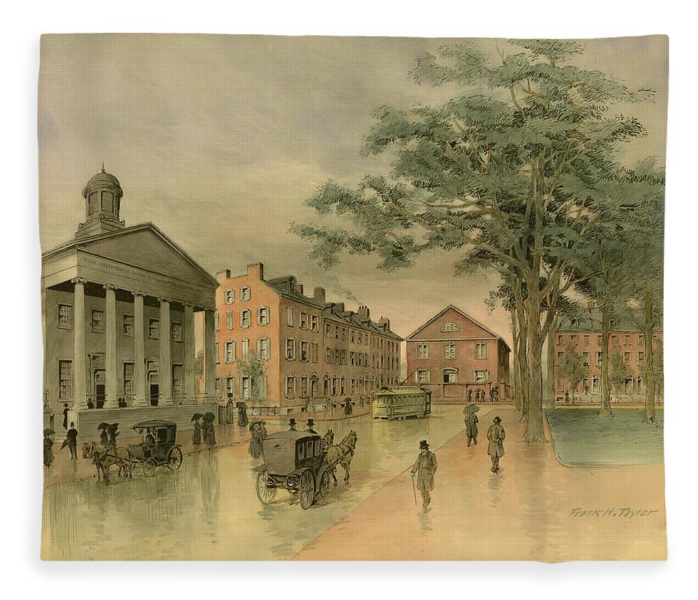 Taylor Fleece Blanket featuring the painting A Southwestern View of Washington Square by Frank Hamilton Taylor