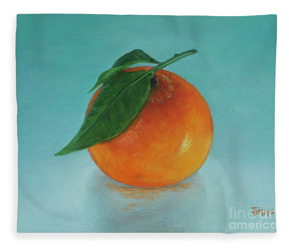 Tasty Orange Fleece Blanket featuring the painting A Tasty Orange by Jimmie Bartlett