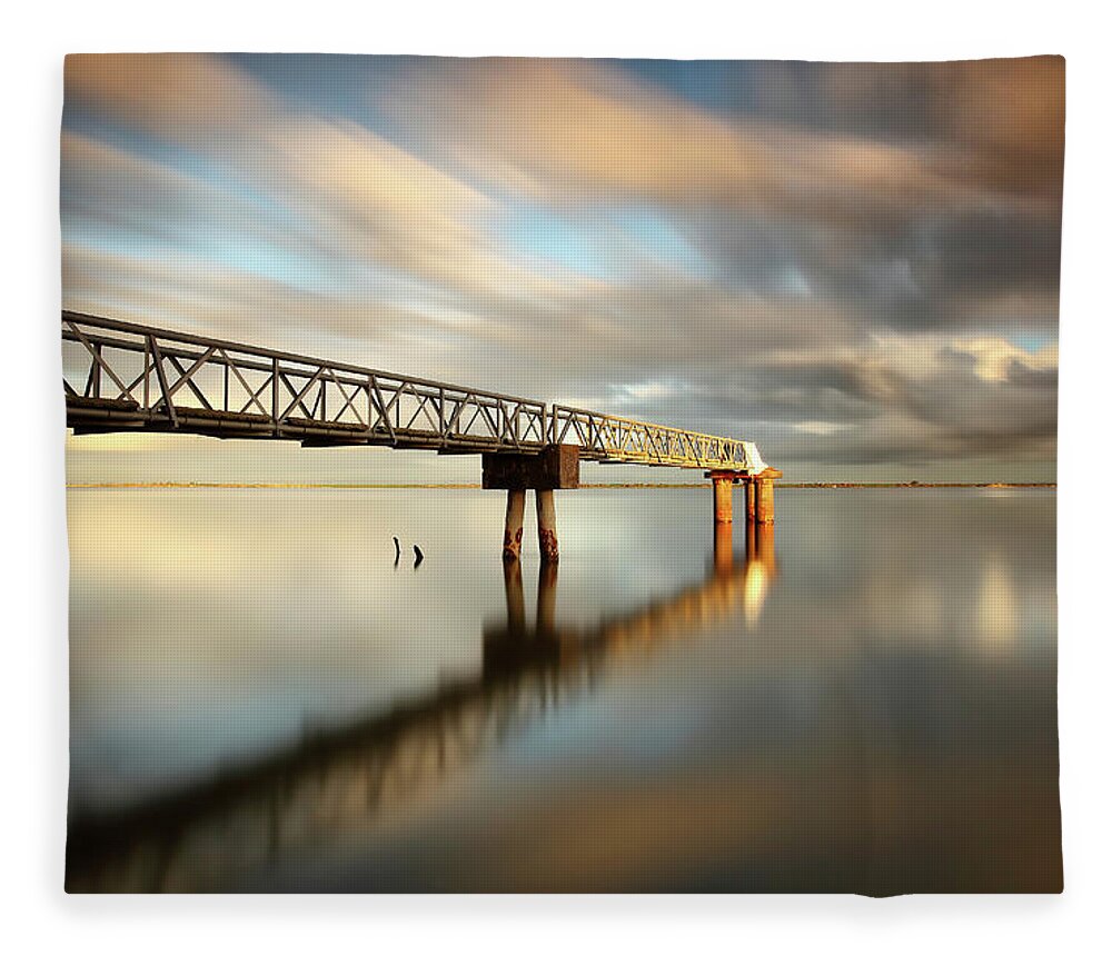 Scenics Fleece Blanket featuring the photograph Abandoned Pier by Searching For The Light